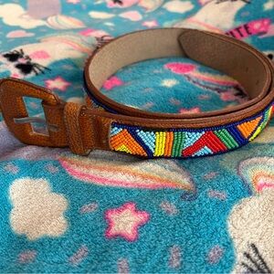 Ginnie Johansen Beaded Western Leather Belt